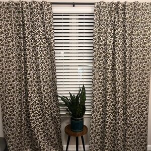 West Elm Laney Floral Curtain in Elm 48W x 84L (Set of 2 Panels)